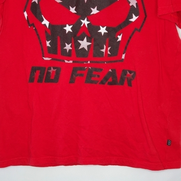 No Fear Skull Graphic Spell Out Tee Shirt XL Red Short Sleeve Cotton Top Y2K - Picture 3 of 11